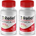 T-Relief Arnica +12 looduslikud leevendavad ained seljavalu liigesevalu valulikkus Lihasvalud ja jäikus, kogu keha kiire tegutsemine Naistele ja meestele - 100 tabletti (2 pakendit)