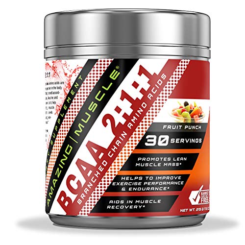 Amazing lihaste BCAA 2: 1: 1 hargnenud ahelaga aminohapete lisand | 6000 Mg ühe serveerimise kohta | Fruit Punch Flavor | 30 Servings
