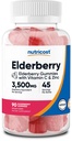 Nutricost Elderberry Gummies koos C-vitamiini ja tsink 90 Gummis - Gluteenivaba, taimetoitlane