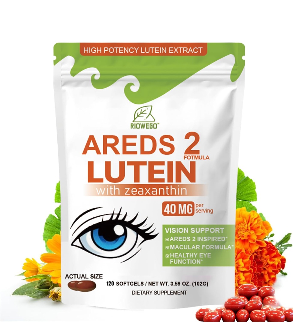 AREDS 2 + Advanced Lutein and Zeaxanthin Supplement -40 mg Lutein & Zeaxanthin with Astaxanthin,Omega-3,EPA,DHA-Dietary Supplement for Eye Health Support,Vision Support-120 Softgels