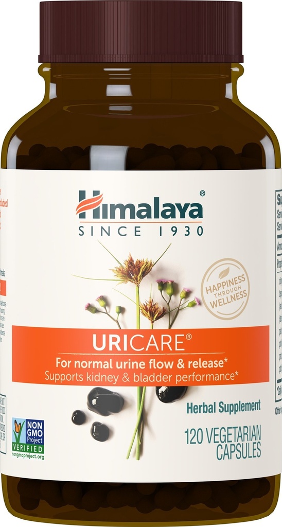Himalaya UriCare - taimse neeru ja põie toetus koos Shilajeet, Didymocarpus & Pasanabheda - edendab kuseteede tervist ja mugavat uriinivoolu - mitte-GMO, gluteenivaba, taimetoitlane - 120 kapslit