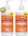 Natural Dog Company 2 Pack - 16 oz. Naha- ja karvaõli, toetab naha tervist, kalaõli toidulisandeid koertele, rasvhapete, antioksüdantide jaoks, mitme koera peredele, suurtele tõukoertele, 32 oz. Väärtus