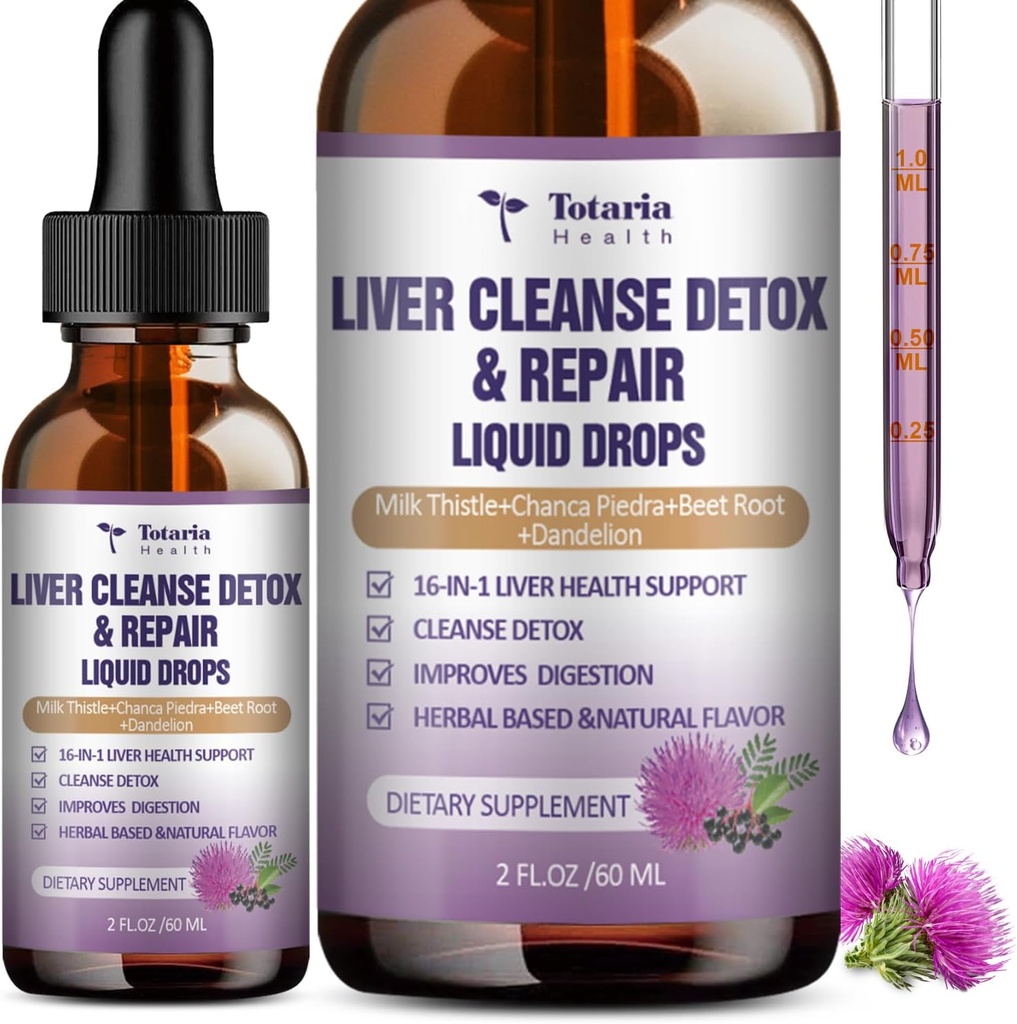 Maksa puhastamine Remont Vedelik, 1100mg Piimaohaka täiendus Dandelion Juur ja 16+ maitsetaimed Maksa toetamiseks Aktiivne Maksa tervise valem No Suhkur Vegan Mitte-GMO ja All-Natural
