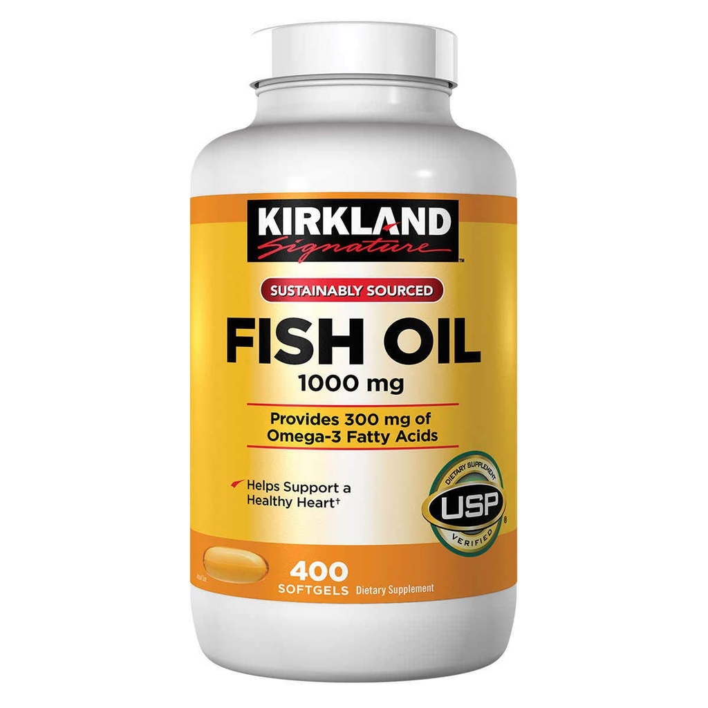 Kirkland Signature Natural Fish Oil 1000 mg koos 300 mg Omega-3 - 400 ct (pakk 2)