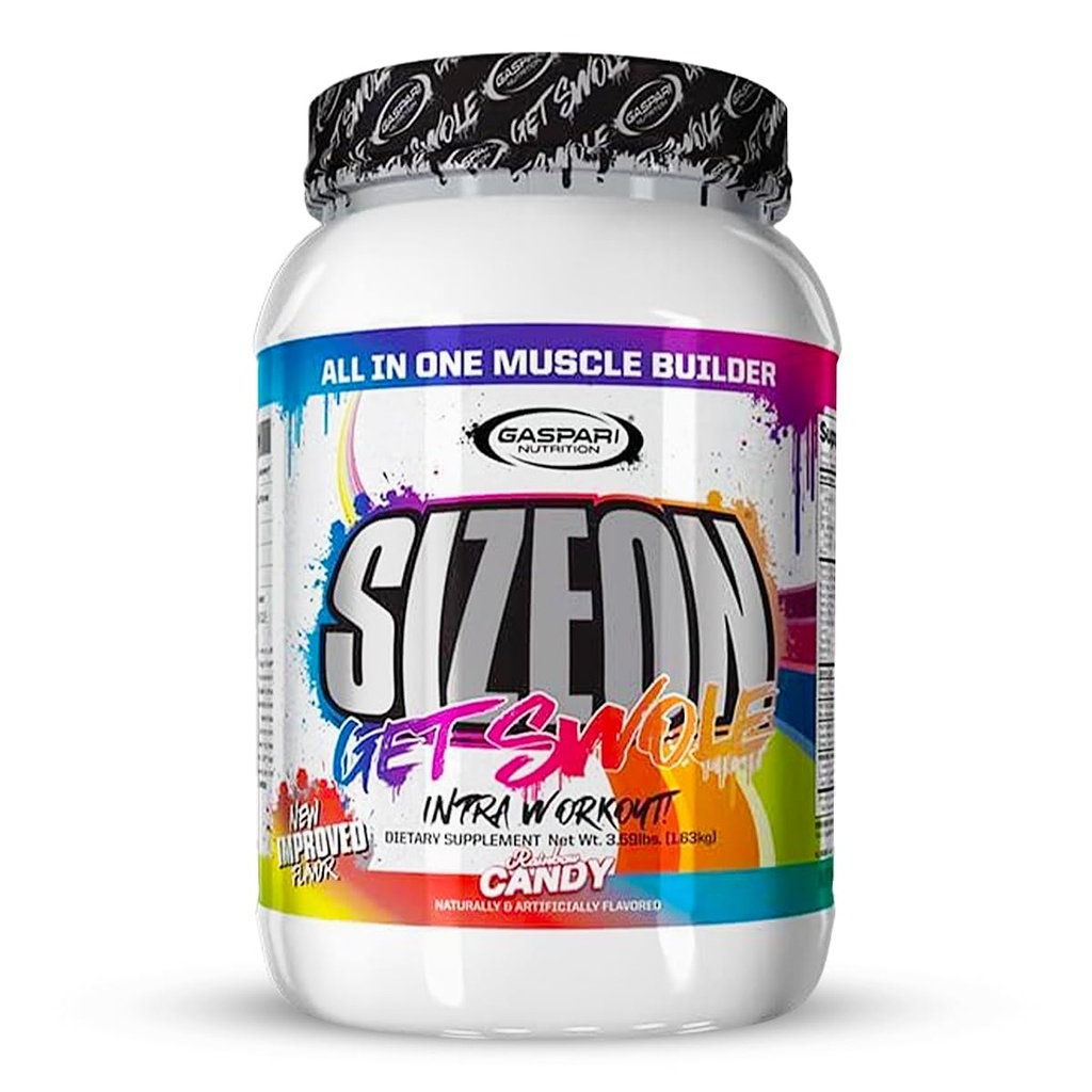 Gaspari Nutrition SizeOn, Ultimate Hybrid Intra-Workout Amino Acid & Kreatiini valem, suurenenud lihaste maht ja lihaste taastamine (3,59 naela, Rainbow Candy)