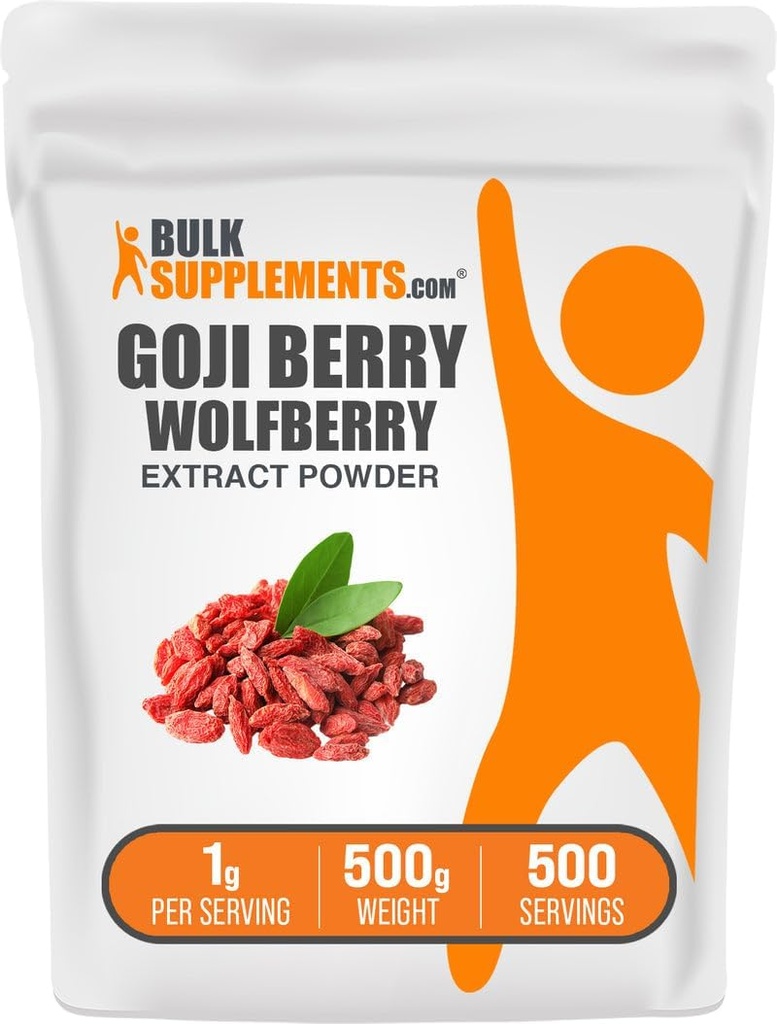 BulkSupplements.com Wolfberry Extract Powder - Goji Marries Supplement, Fruit Powder - Vegan & Gluten Free, 1 g per Serving, 500g (1,1 naela) (pakk 1)