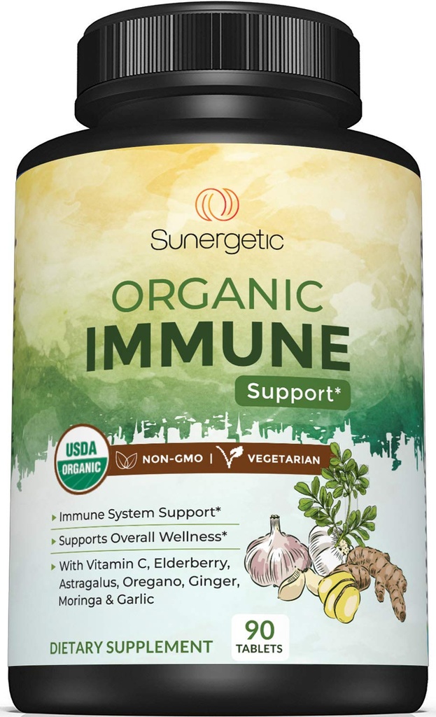 USDA orgaanilise immuunsuse tugisammas - orgaaniline immuuntervise lisand C-vitamiini, leedrimarja, Astragaluse, Oregano, ingveri, Moringa ja küüslauguga - orgaaniline immuunsussüsteemi tugi - 90 immuunsüsteemi tabletti