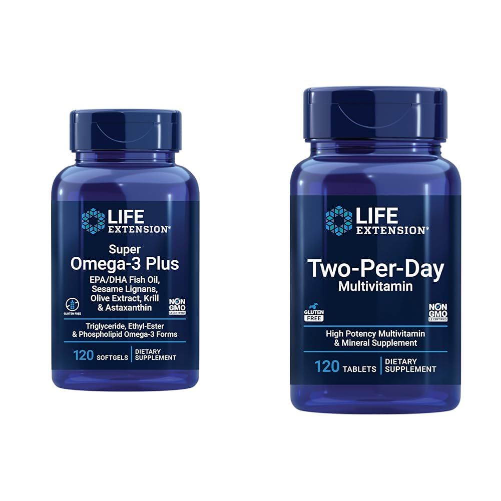 Life Extension Super Omega-3 Plus EPA / DHA kalaõli, seesami lignaanid ja kahepäevase suure potentsiaaliga multivitamiinid ja mineraaltoitained