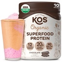 KOS Veganvalgu pulber, šokolaad USDA orgaaniline - madala süsivesikusisaldusega hernevalgu segu, taimsed supertoidud vitamiinide ja mineraalidega - keto, soja, gluteenivaba - toidu asendamine naistele ja meestele - 10 serveerimist