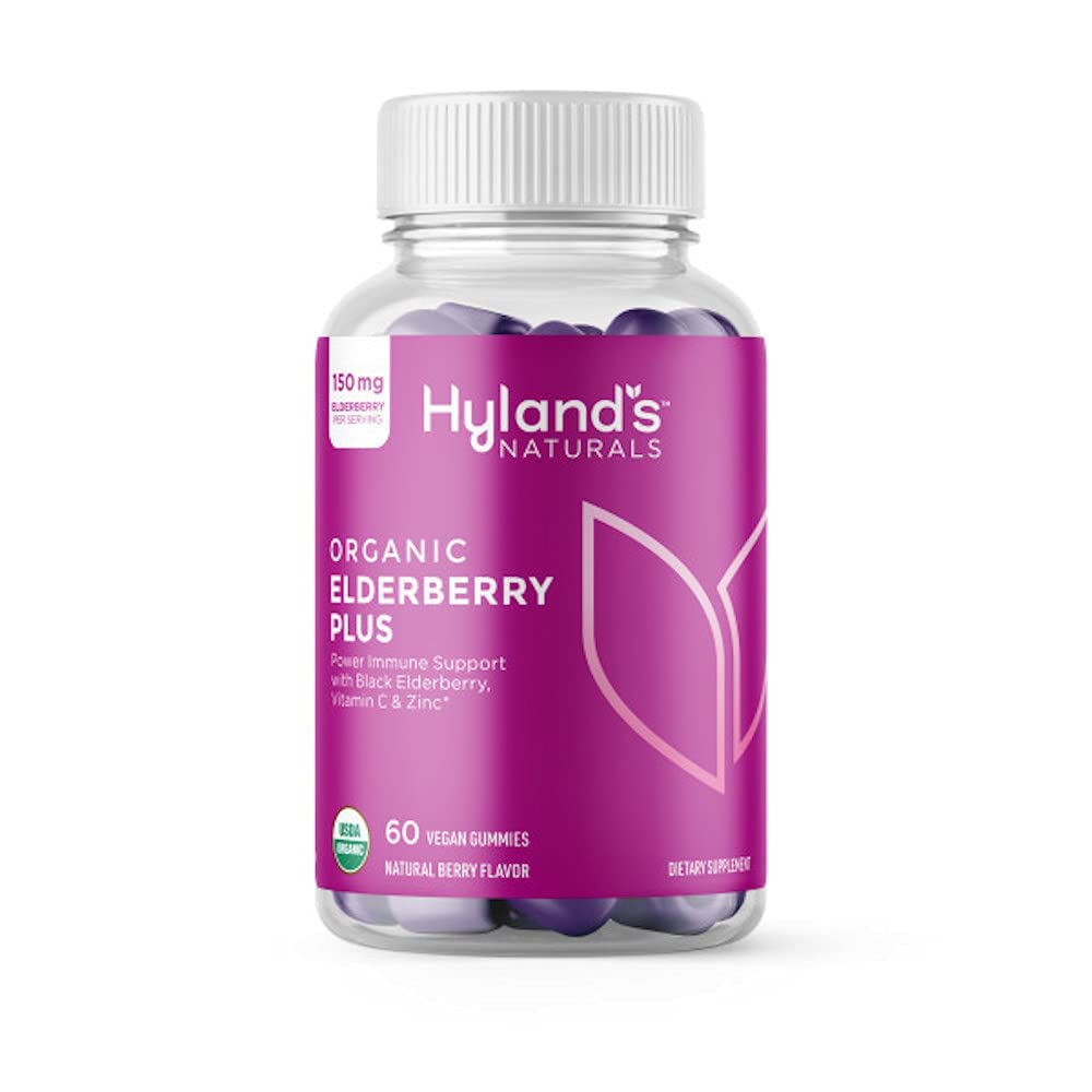 Hyland's Organic Elderberry Plus Gummies, orgaaniline must leedripuu ZINC ja C-vitamiiniga, täiskasvanutele mõeldud immuuntoetuslisa, 60 vegankummi (30 päeva)