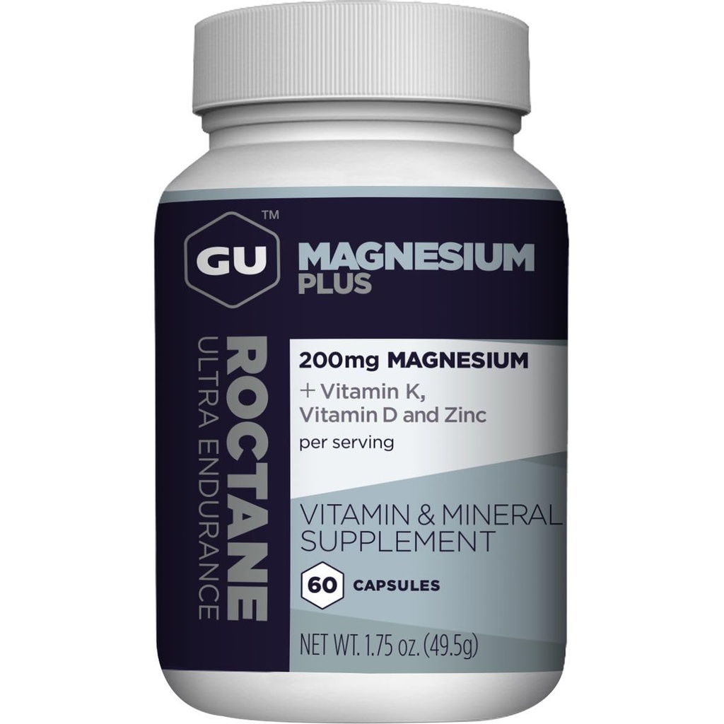 GU Energy Roctane Magnesium Plus kapslid vitamiin K, D ja tsink, informeeritud valik, taastamise toetus pärast iga treeningut, 60-Count pudel (1-kuuline pakkumine)