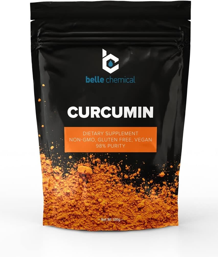 Belle Chemical 98% puhas kurkumiini pulber (98% kurkuminoidid) (100 grammi)