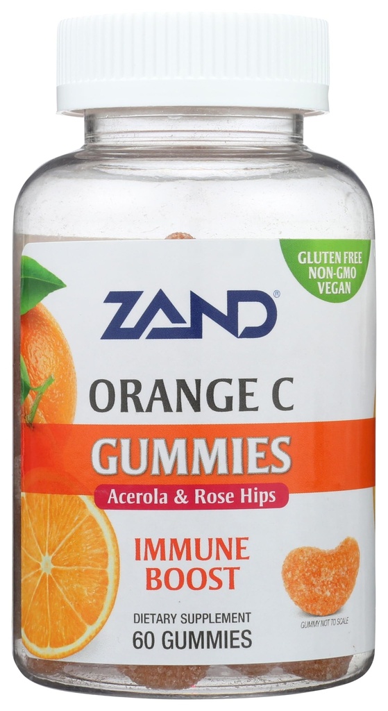 ZAND Immuunsus Oranž C-vitamiini kummid, heaolu ja immuunsuse tugisammas, näritav C-vitamiin w / tsitruselised Bioflavonoidid, Rose HIPS ja Acerola, Vegan, Gluteenivaba, 60-päevane garantii, 30 serveerimist