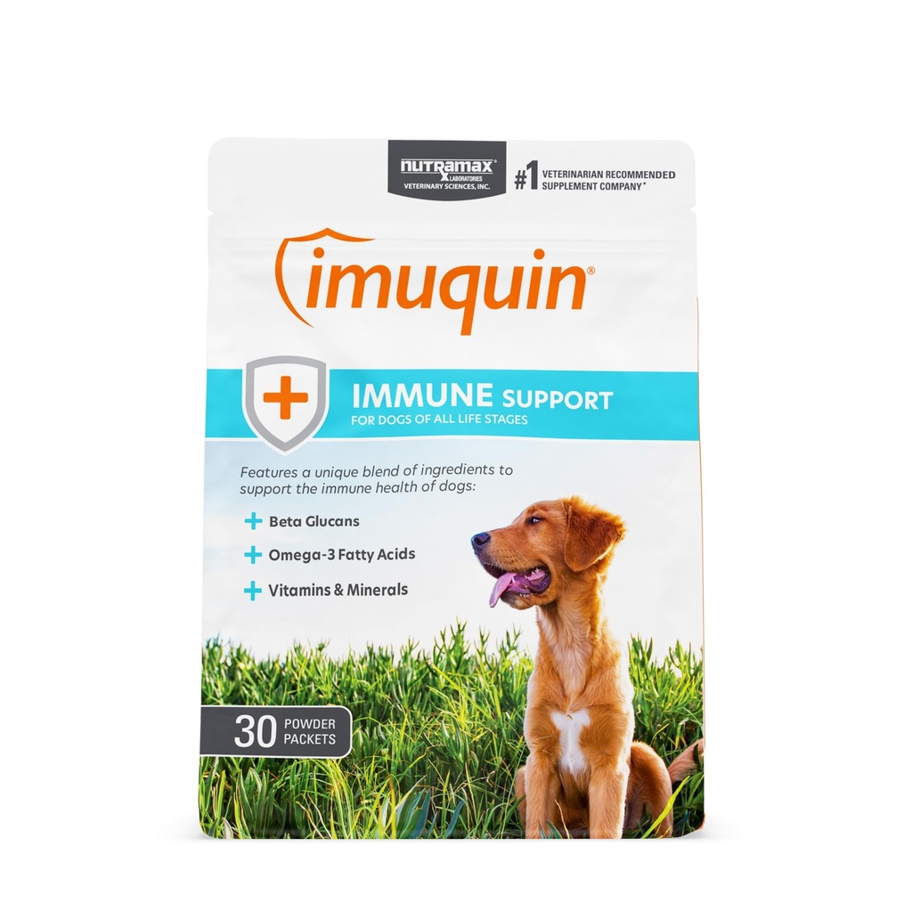 Nutramax Laboratories Nutramax Imuquin Immune Health Supplement pulber koertele, beeta-glükaanid, mere lipiidid, vitamiinid ja mineraalid, 30 pakendit, uuendatud versioon