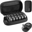 Serfeymi Weekly Travel Pill Korraldaja 2 korda päevas PM Täiustatud Black Pill Box 7 päeva kaasaskantav Zipper Canvas Pill Case, meditsiin Korraldaja pillid, vitamiinid, toidulisandid, kalaõlid - Black 01