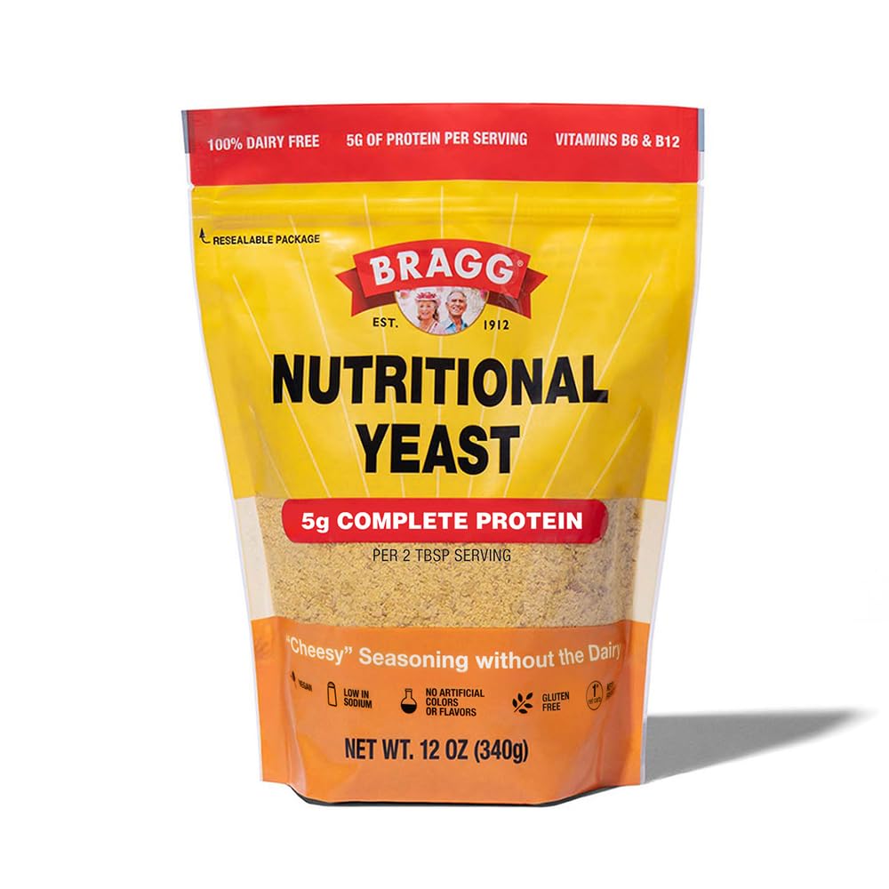 Bragg Premium Nutritional Yeast Seasoning - Vegan, Gluteenivaba - Hea valguallikas ja vitamiinid - Toitaineline Savory Parmesan juustu asendaja (Original, 12 Ounce (Pack of 1))