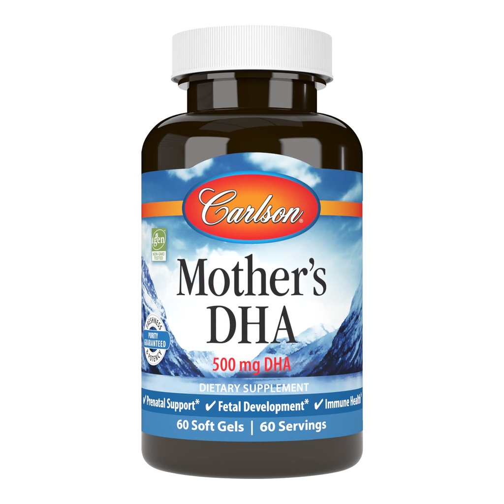 Carlson - ema DHA, 500 mg DHA, sünnieelne tugi, loote areng ja immuuntervis, 60 Softgels