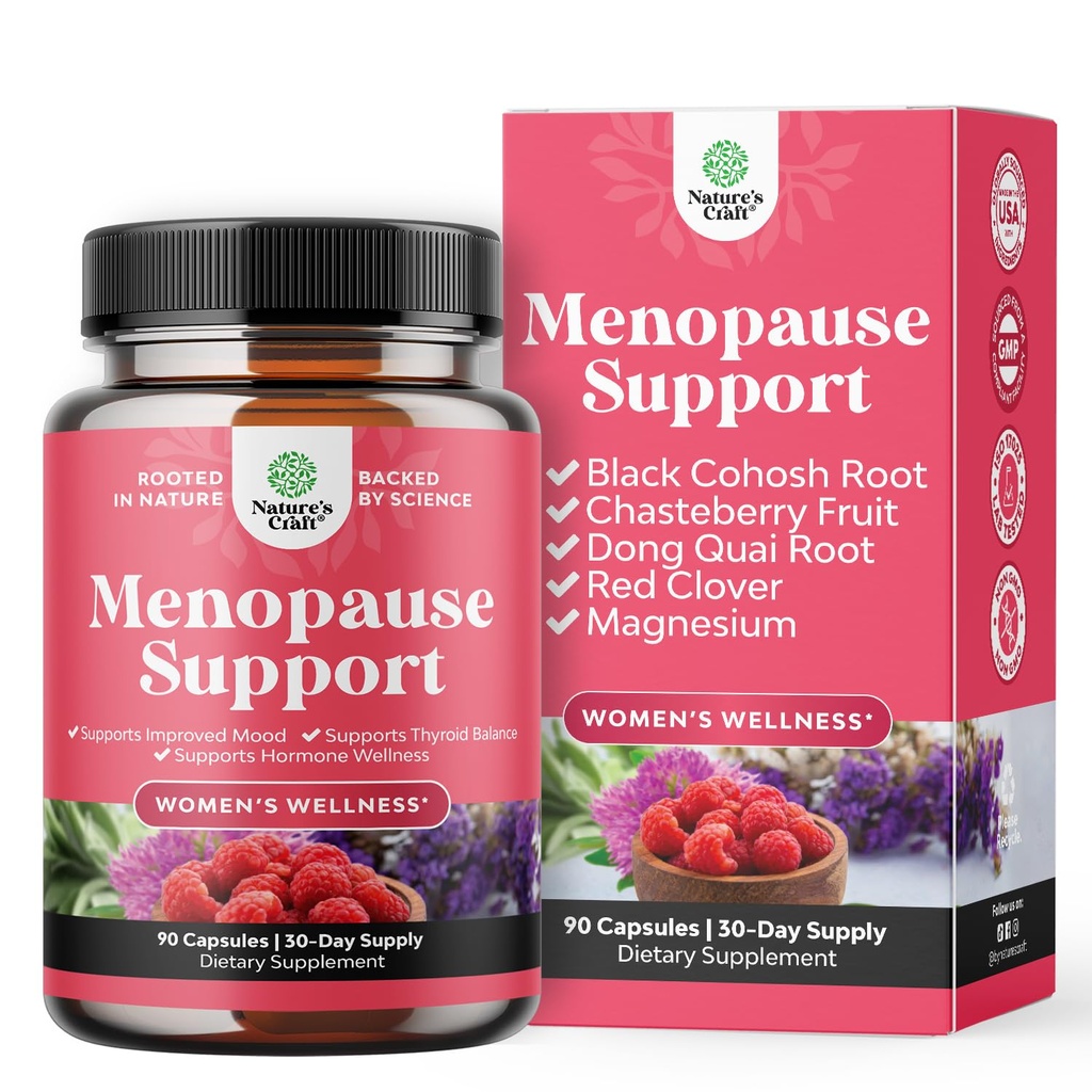 Täielik taimse menopausi täiendus naistele - mitmekordne menopausi leevendamine hormoonide tasakaal naistele öösel meeleolu ja rohkem koos Dong Quai Vitex Chaste Berry ja Black Cohosh - Mini Caps