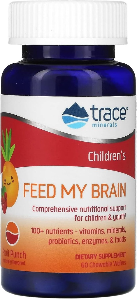 Jälgimine Mineraalid Lastetoide Minu Aju - Aju Tugilisand Lastele - Multivitamiin Ensüümide, Vitamiinide Ja Mineraalidega Fookuse Tugi - Puuvilja Punch Maitse, 60 Närimisvahvlit (30 Servings)
