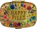 Happy Pills Korraldaja Cute Metal Pill Case Travel Friendly Portable Compact Pill Box Pillikonteiner hoida Tylenol / Vitamiinid / Kalaõli / Toidulisandid / Ravimid / Tahvel
