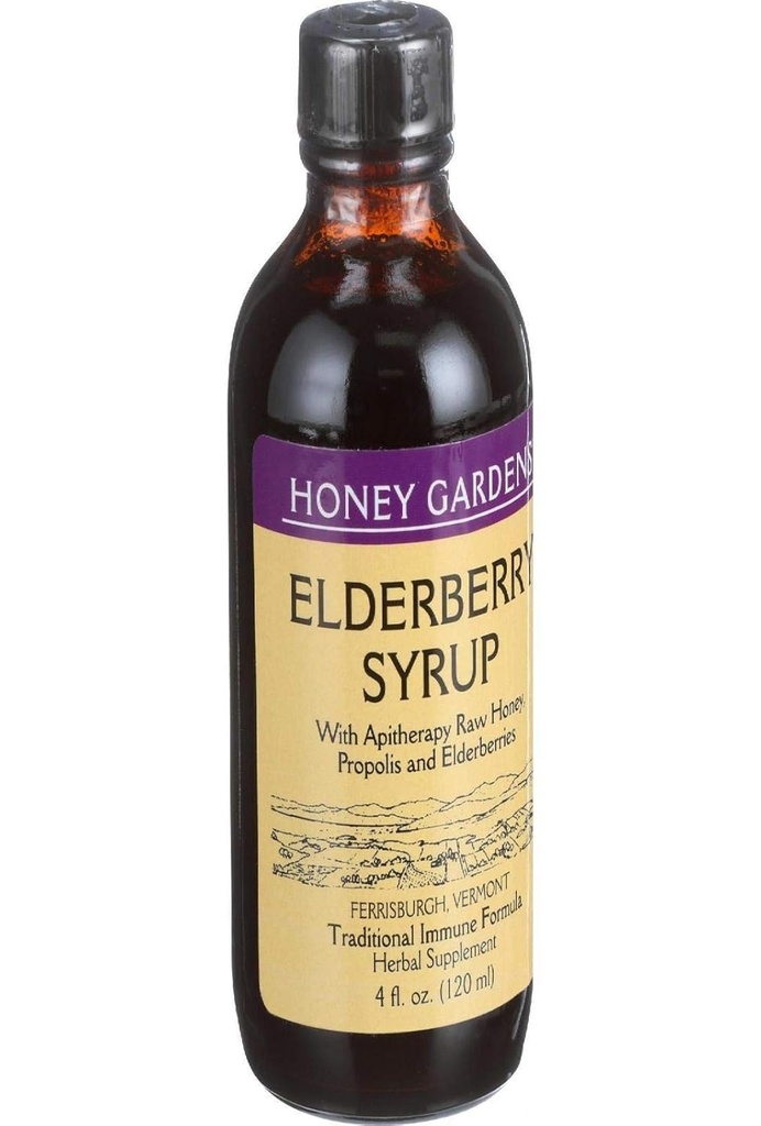 HONEY GARDEN APIARS Apitherapy Elderberry Honey Syrup, 4 FZ