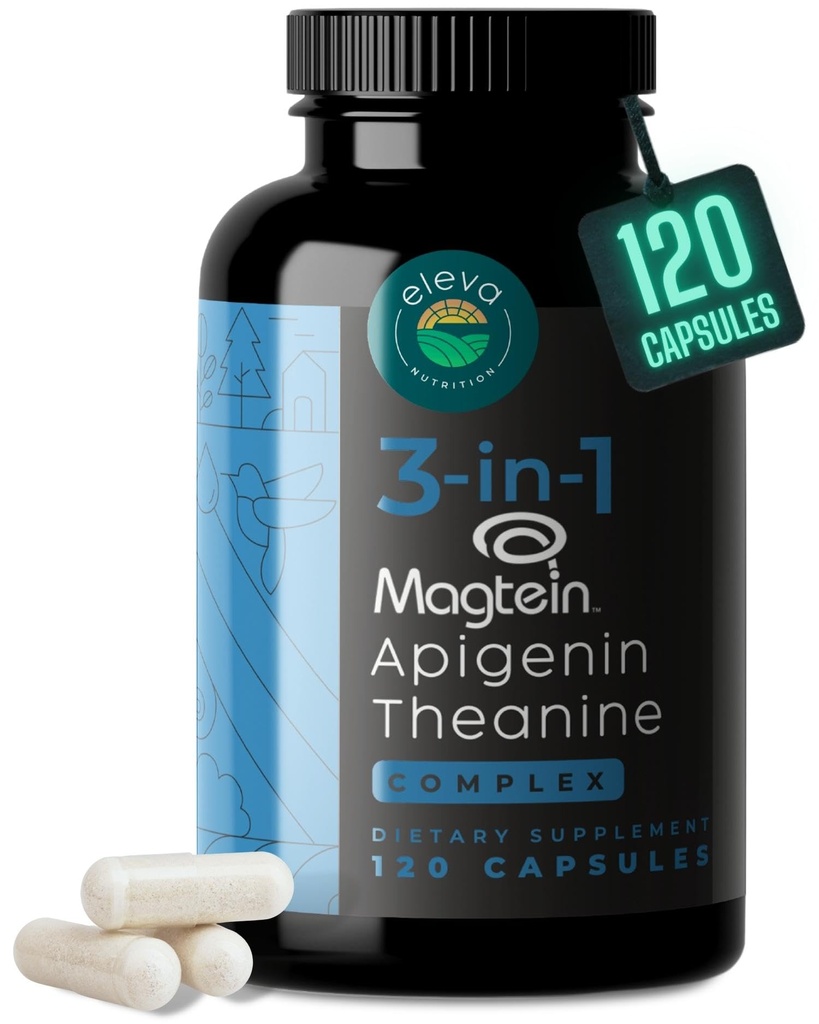 Magneesium Theanine L-Threonate Apigeniini lisand uneabi-3-in-1 kompleksse täienduse jaoks Lõõgastav tugi - melatoniinivaba magneesium - nullfiltrid - gluteenivabad ja mitte-GMO-120 loend Veggie kapslid