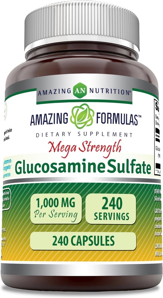Hämmastav valem Glükoosamiinsulfaat 1000 mg kapslite täiendada | Mitte-GMO | Gluteenivaba | valmistatud USAs (240 loend)