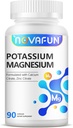 Kaalium Magneesiumilisa kaltsiumi tsingiga 1185mg, kõrge tugevusega valem jalgade krampide, luude ja lihaste tervise, mitte-GMO, gluteenivaba, vegan, 90 kapslit