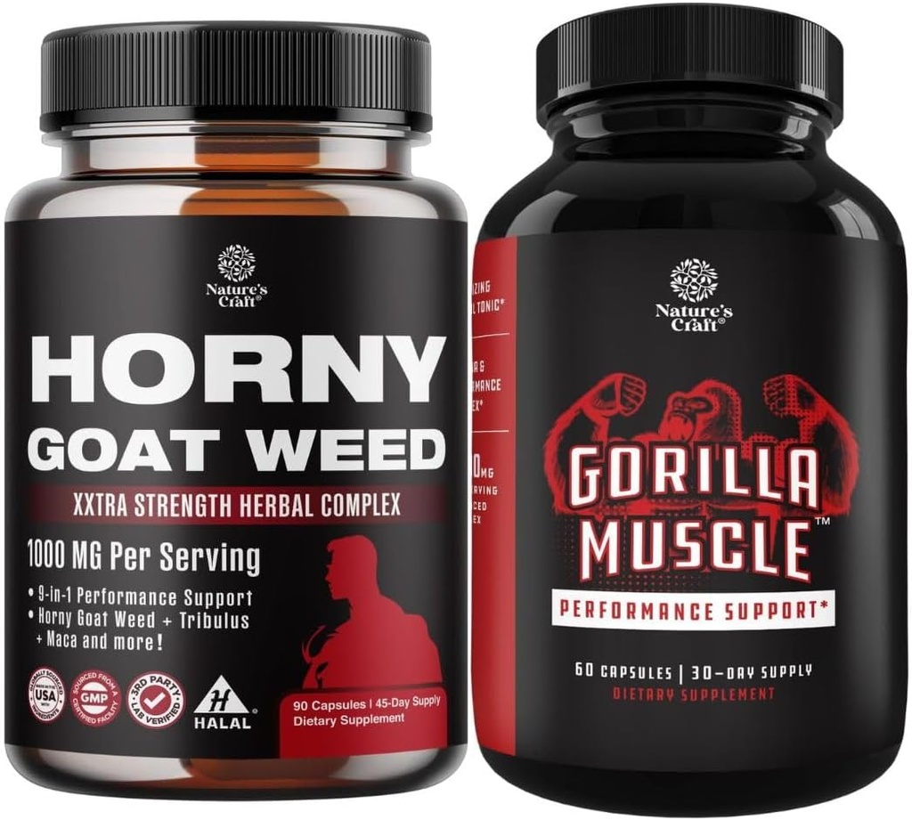Bundle of Horny Goat Weed meeste parandamiseks - ekstra tugevus Horny Goat Weed meestele ja ekstra tugevus Testosterooni Booster meestele - looduslik testosterooni täiendus