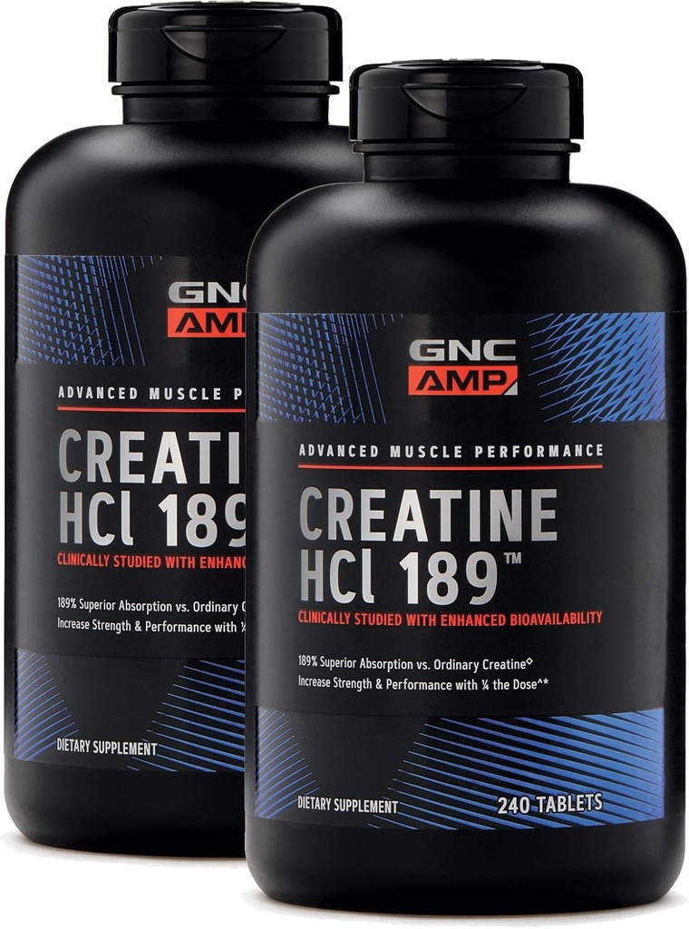 GNC AMP Creatine HCl 189, sihitud lihaste ehitaja ja taastamise täiendus, kiire neelav jõudlus Blend, 480 Count