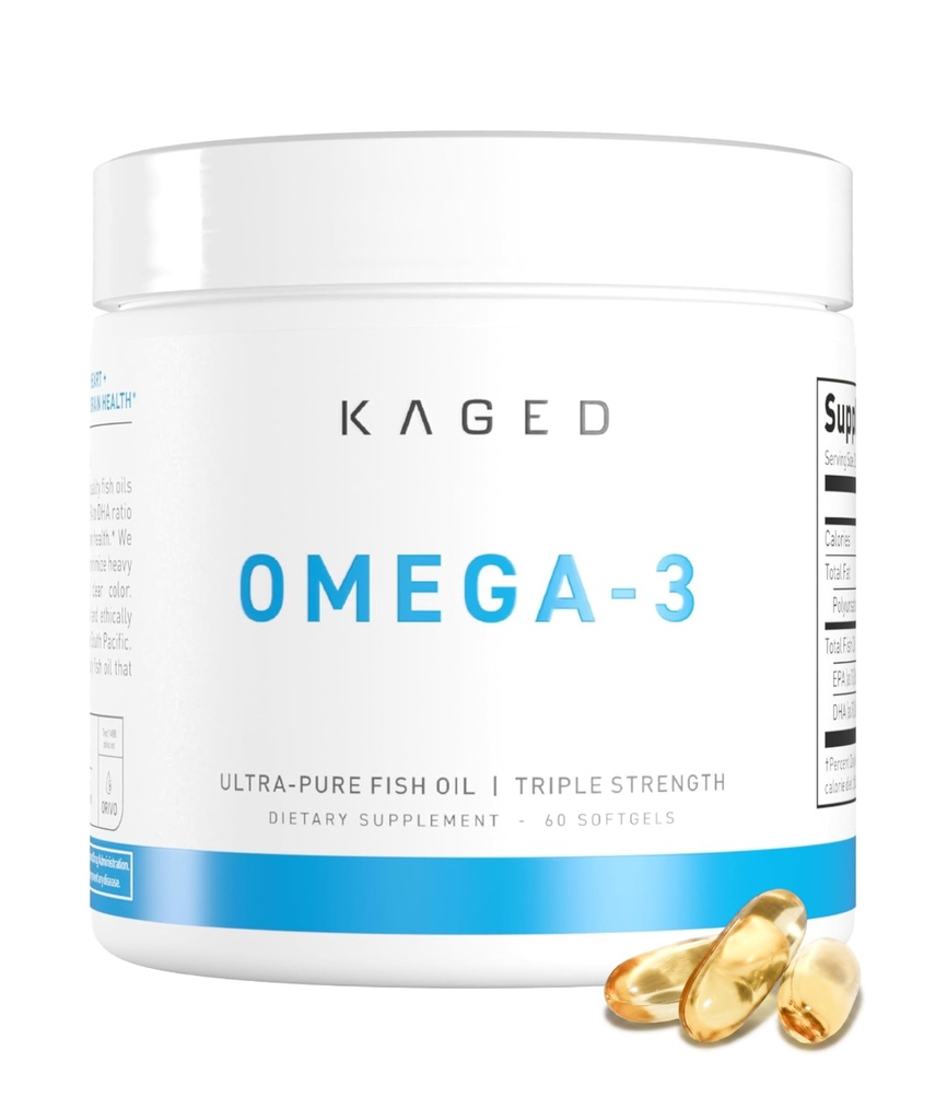Kaged Omega 3 Softgels | Maitsestamata | Fish Oil Supplement | 3000mg Omega 3 rasvhape EPA & DHA | Ultra-Pure, No Fish Burps | Supplements for Men & Women | 30 Servings