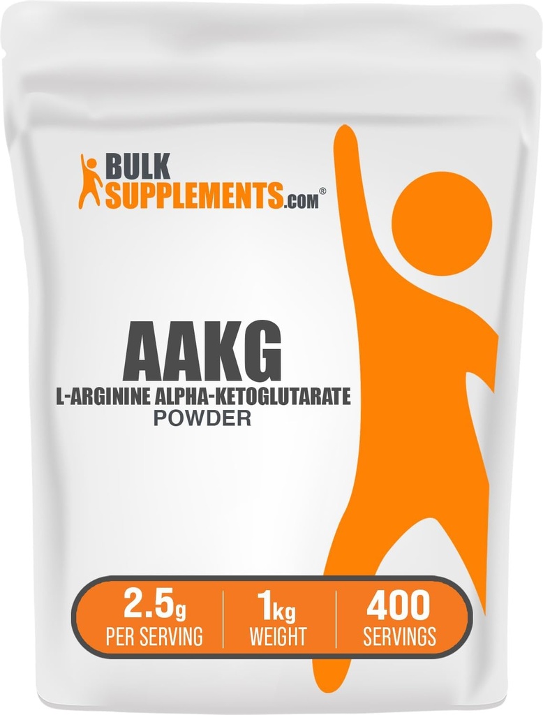 BulkSupplements.com AAKG pulber - Arginiin AKG lisand, lämmastikoksiidi lisand, maitsestamata & gluteenivaba, 2,5 g serveerimise kohta, 1 kg (2,2 naela) (pakk 1)