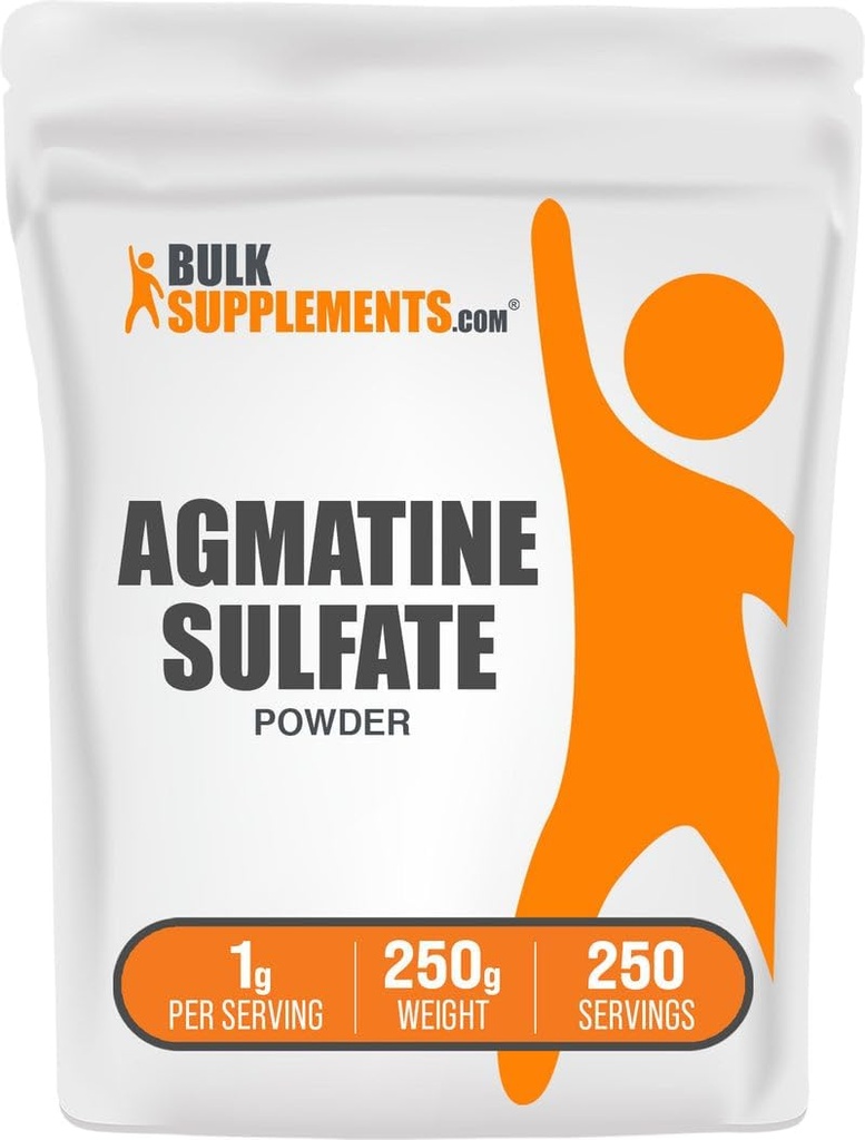 BulkSupplements.com Agmatine Sulfate Pulber - Lämmastikoksiidi täiendus, Pre Treening Pulber - Maitsestamata & Gluteenivaba, 1 g Serving, 250 g (8,8 oz) (pakk 1)