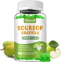 Sugar Free Soursop Graviola Gummies - Organic Soursop Leaves & Fruit Extract - Seedetrakti abi, Immune Support & Antioxidant omadused - 60 Apple Maitsestatud Gummies