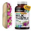 BIO KRAUTER® piimaohaka lisand maksa puhastamiseks ja detoksiks - puhas veganpiimaohaka ekstrakt 1400 mg serveerimiseks Сontains Silymarin - 250 kapslit, 125 tarnepäeva, mitte-GMO