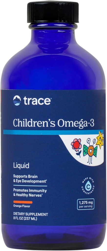 Trace Minerals Laste Omega-3 - Vedel täiendus toetab Närvisüsteemi Ja Immuunsüsteemi Funktsioon - Terviselisa lastele - EPA & DHA toetab aju ja silmade arengut - Oranž, 8 fl oz