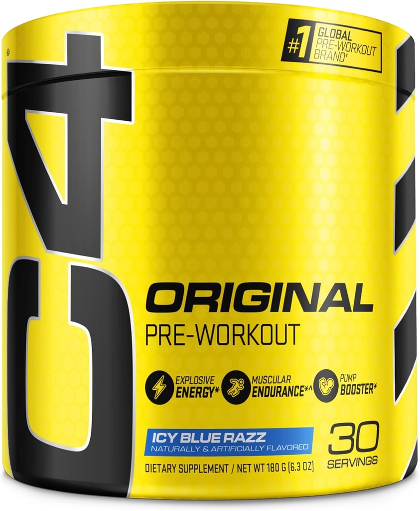 Cellucor C4 Original Pre Workout Powder ICY Blue Razz | C-vitamiin immuunsuse toetamiseks | Sugar Free Preworkout energia meestele ja naistele | 150mg Kofeiini + beeta-alaniin + kreatiini | 30 serveerimist