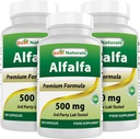 Parimad looduslikud Alfalfa Green Super Food 500 mg 180 kapslit (180 loendit (3 pakendit))