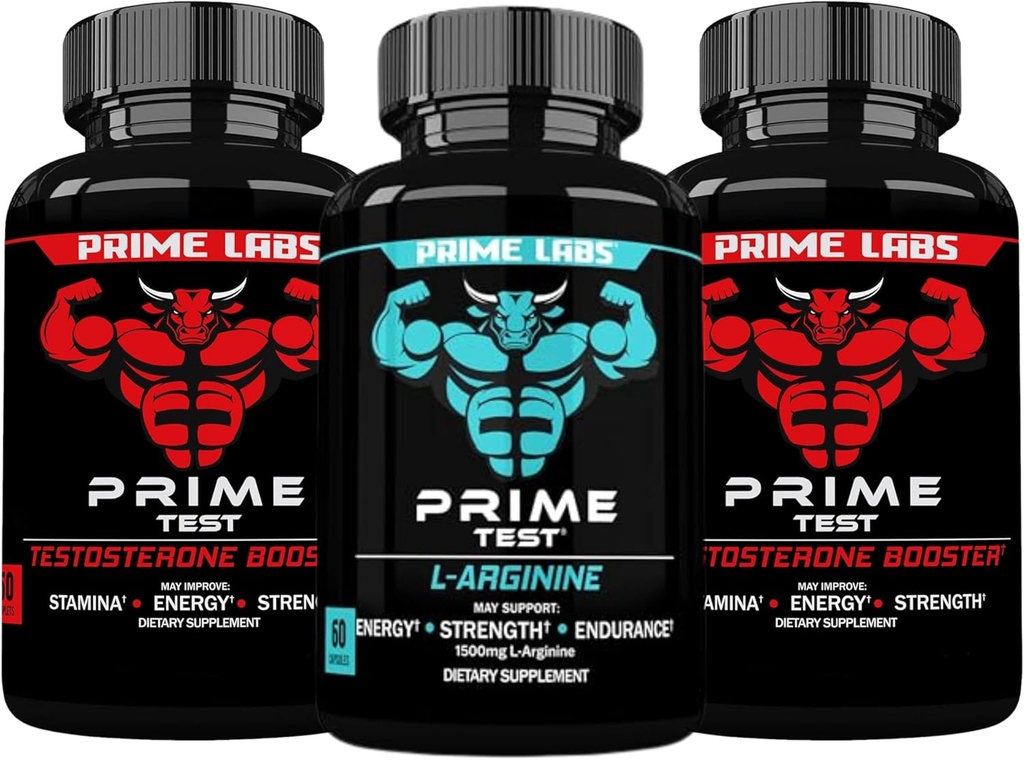 Prime Labs Prime Test (2 Pack) + L Arginiin Lämmastikoksiid (60 Count)
