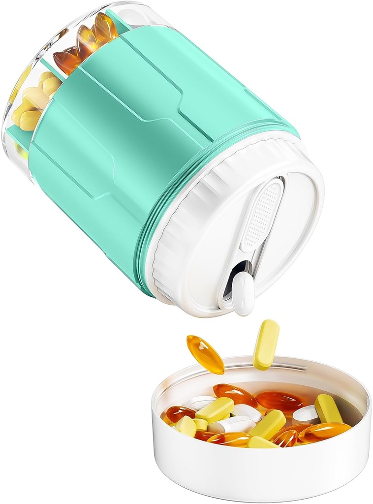 Odaro Extra Suur Pill Korraldaja, Travel Pill Box Korraldaja, Daily Medicine Korraldaja ja säilitamine 7 Koostis hoida ravimit, vitamiini ja täiendada - Cyan