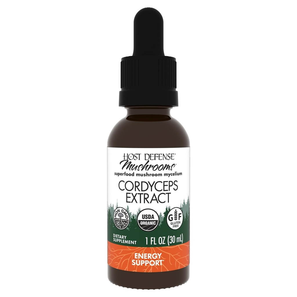 Host Defense Cordyceps Extract - Immune & Energy Support Supplement - Neerude tervise täiendus koos korditsepsiga - Fitness Support, et aidata hapniku võtmist - 1 fl oz (30 Servings) *