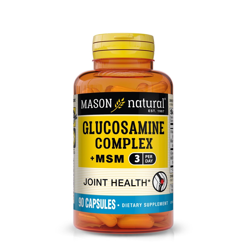 Mason Natural Glükosamiini Complex Plus MSM koos C-vitamiiniga - toetab ühist tervist, paremat paindlikkust ja liikuvust, 90 kapslit