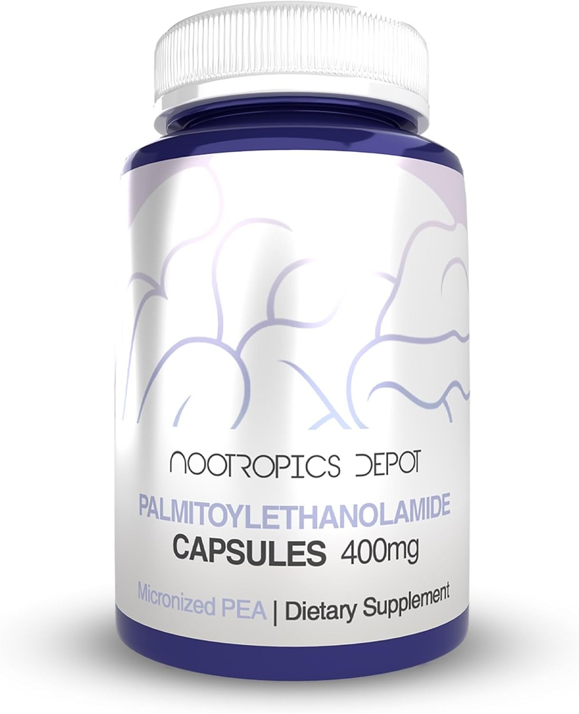 Nootropics Depot Palmitoüületanoolamiid Kapslid | Hernes | 400mg Pills | 60 Count | Toetab Ebamugavuse leevendamist | Edendab tervislikku liigesefunktsiooni