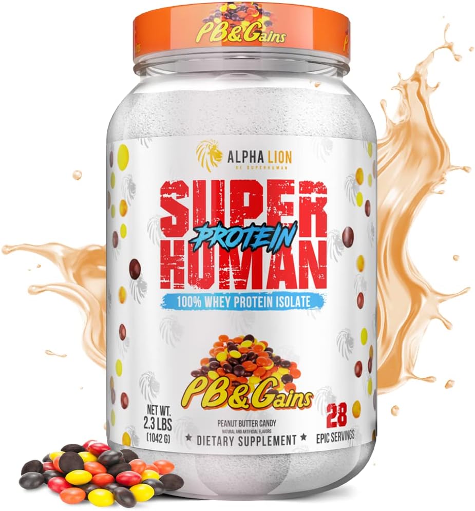 ALPHA LION Superhuman vadakuvalgu pulber, hea maitsega puhas vadakuvalk isolaat, madal süsivesikute sisaldus, madal suhkur, ilma pulbitsemisjärgse treeninguta, lihaste taastumine ja kasv (28 Servings, PB & Gains)