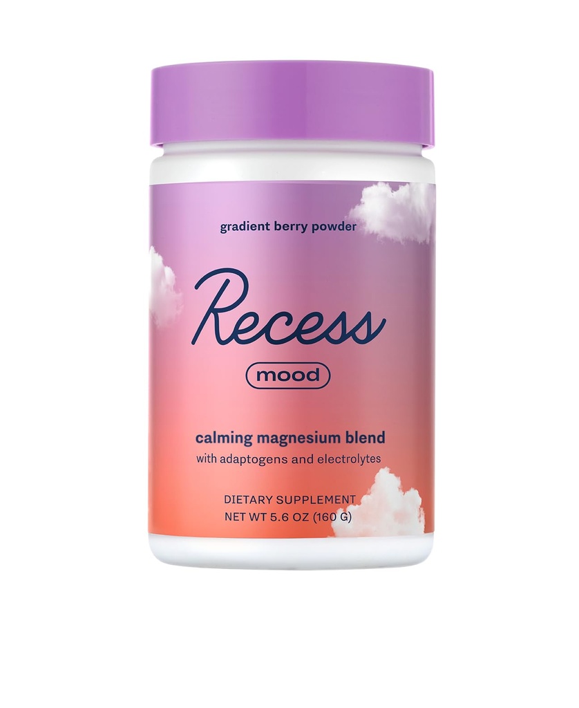 Recess Mood Powder, Calming Magneesium L-Threonate Blend koos Passion Flower, L-Theanine, Elektrolüüdid, Magneesium Calm Support Powder Supplement - Gradient Berry 28 Server Tub