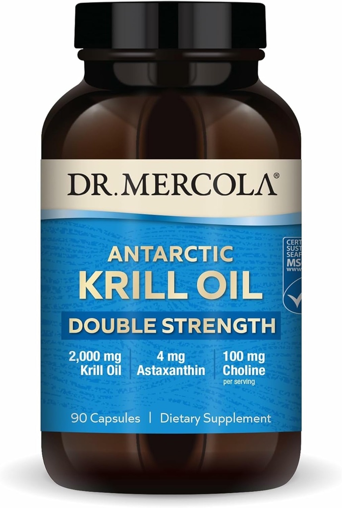 Dr Mercola Antarktika krillõli kahekordse tugevusega - 2000 mg - Omega-3 toidulisand EPA & DHA-ga - toetab aju, südant, liigeseid ja immuunsust - GMO-vaba ja gluteenivaba - 90 kapslit (30 serveerimist)