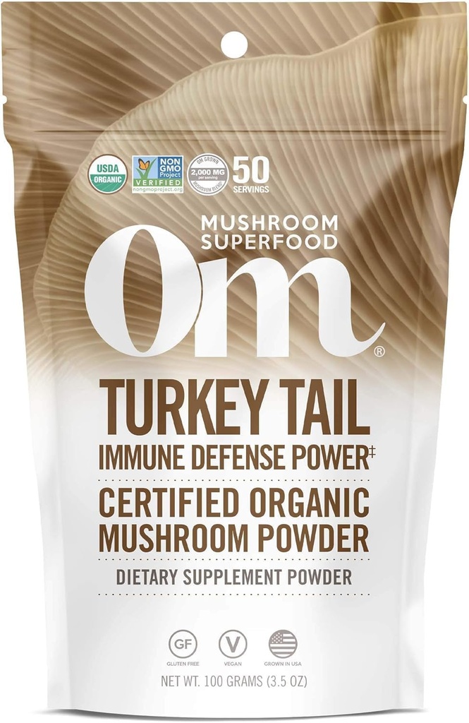 Om Seene Superfood Türgi Saba Orgaaniline Seenepulber, 3,5 Ounce, 50 Servings, Immune Support, Polysacchrides, Beeta-Glucans, Soolestiku Tervis & Holistic Defense Seenelisa
