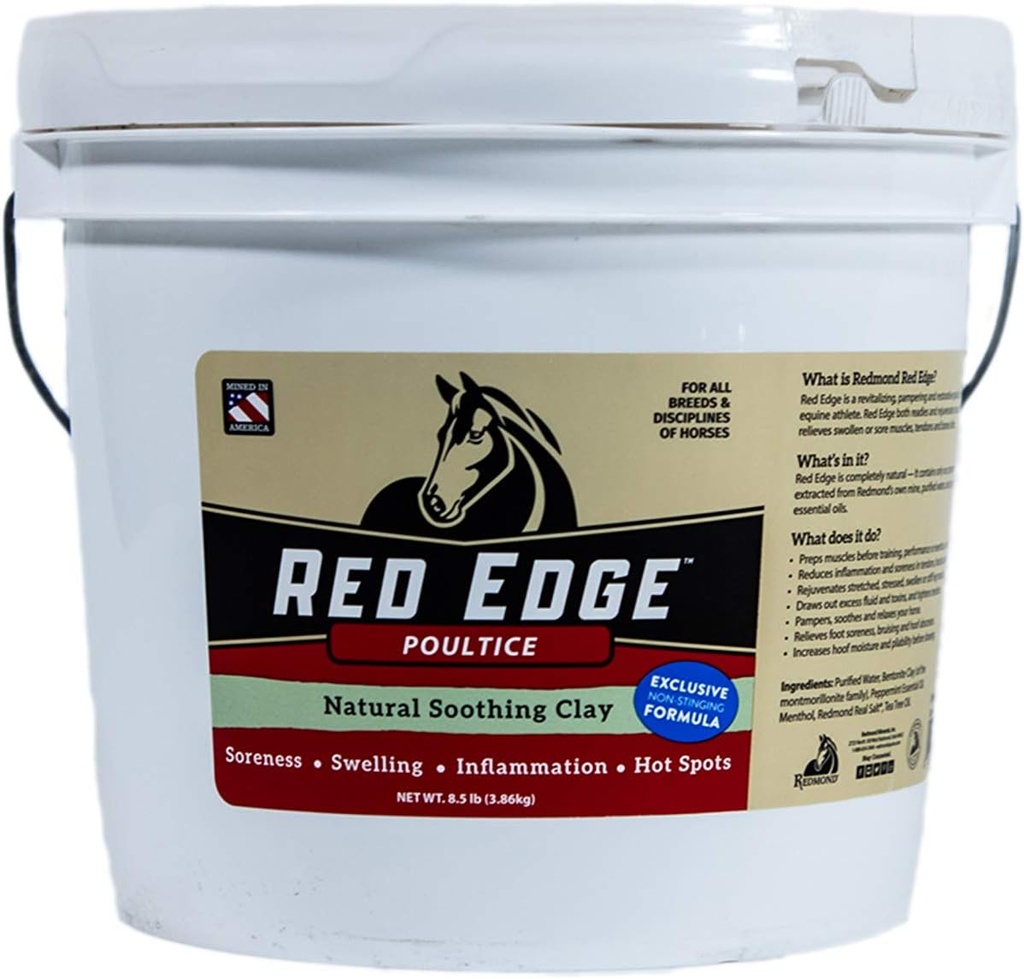 Redmond Red Edge Hobuste kodulinnud, looduslik rahustav savi kõigile hobuste tõugudele, 8,5 lb Bucket