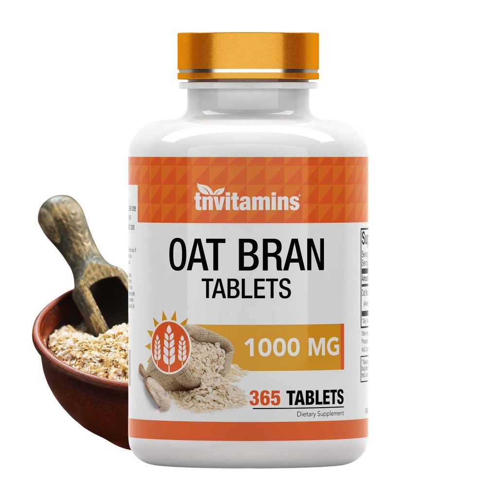 tnvitamins Kaera kliid tabletid | 365 tabletti x 1000 MG tableti kohta | Kaera kiudtabletid | Lahustuv ja dieetkiust toidulisand | Võib toetada seedetrakti tervist