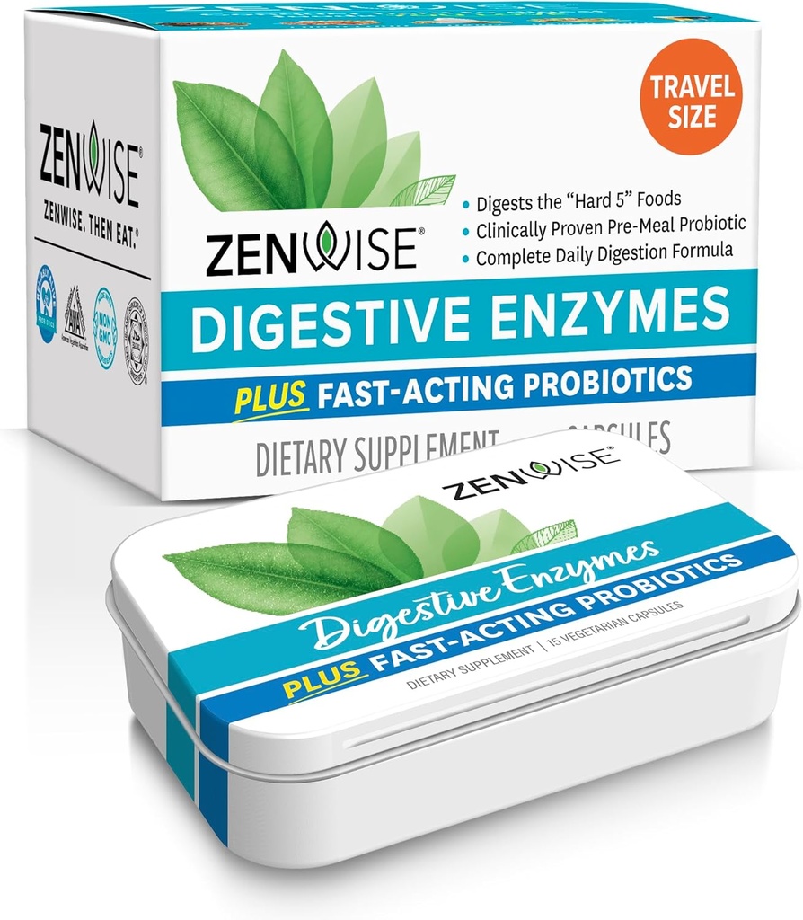 Zenwise Health seedetrakti ensüümid ja bromelain soolestiku tervisele - probiootilised multiensüümid prebiootikumide ja probiootikumidega naistele ja meestele seedetrakti tervise ja seedimise puhumiseks -15 CT